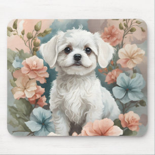 Alfombrilla De Ratón Animales para bebés Cachorro maltés blanco