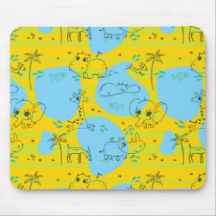 Alfombrilla De Ratón Animales que juegan el fondo del modelo del bebé
