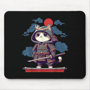 Alfombrilla De Ratón Anime del gato japonés samurai tattoo Kawaii Ninja