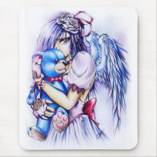 Alfombrilla De Ratón Anime Gótico Ángel Rosa Chica Con Teddy