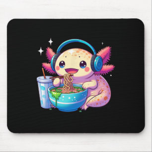 Alfombrilla De Ratón Anime Kawaii Axolotl Comer fideos Ramen Niños Tee