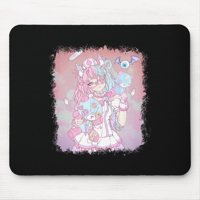 Alfombrilla De Ratón Anime Kawaii Chica Estética Pastel Soft Waifu Japo (Frente)