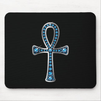 Alfombrilla De Ratón Ankh egipcio con Aquamarine