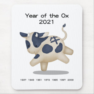 Alfombrilla De Ratón Año del animal Ox Cute Zodiac 2021
