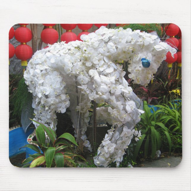 Alfombrilla De Ratón Año del caballo | 春 節 馬... Topiario chino de flore (Frente)