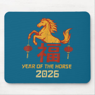 Alfombrilla De Ratón Año del Caballo 2026 Zodiaco Chino Vintage Luna