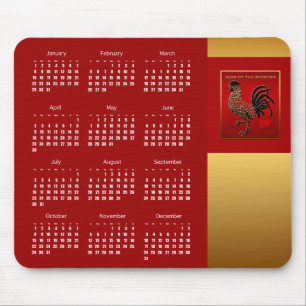 Alfombrilla De Ratón Año del gallo 2017 Calendario Mousepad 2