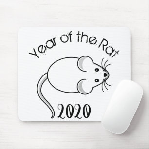 Alfombrilla De Ratón Año del ratón Rat 2020 con texto