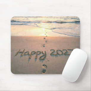 Alfombrilla De Ratón Año Nuevo 2027 Huellas en la Playa