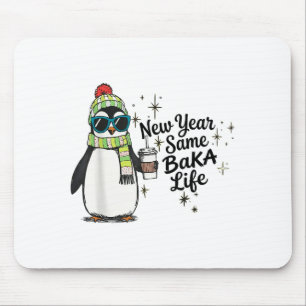 Alfombrilla De Ratón Año Nuevo Misma Vida de Baka Pingüino Meme Chiste
