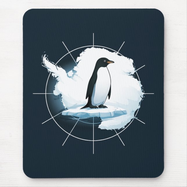 Alfombrilla De Ratón Antarctica Penguin Emblem – Polar Explorer Design (Frente)