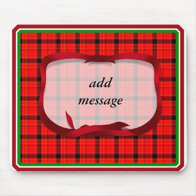 Alfombrilla De Ratón Antecedentes de Navidades Tartán Red Plaid (Frente)