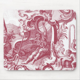 Alfombrilla De Ratón Antigüedad francesa elegante Red Toile de Jouy de