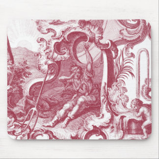 Alfombrilla De Ratón Antigüedad francesa elegante Red Toile de Jouy del