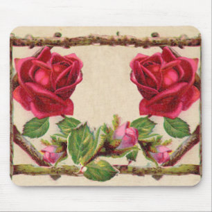 Alfombrilla De Ratón Antigüedad victoriana antigua rosa rústica