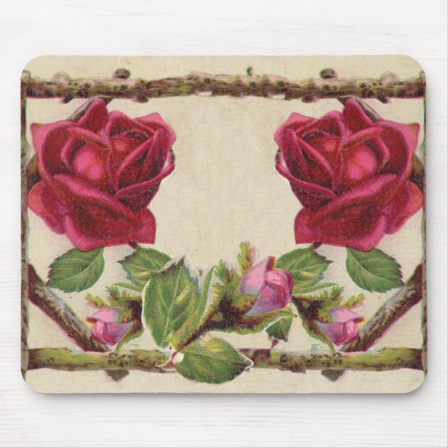 Alfombrilla De Ratón Antigüedad victoriana antigua rosa rústica (Frente)