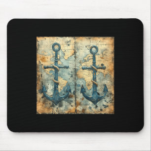 Alfombrilla De Ratón Antiguo Ancla de Barco de Vela Pirata Náutico Vint
