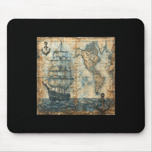 Alfombrilla De Ratón Antiguo mapa náutico vintage barco pirata velero m