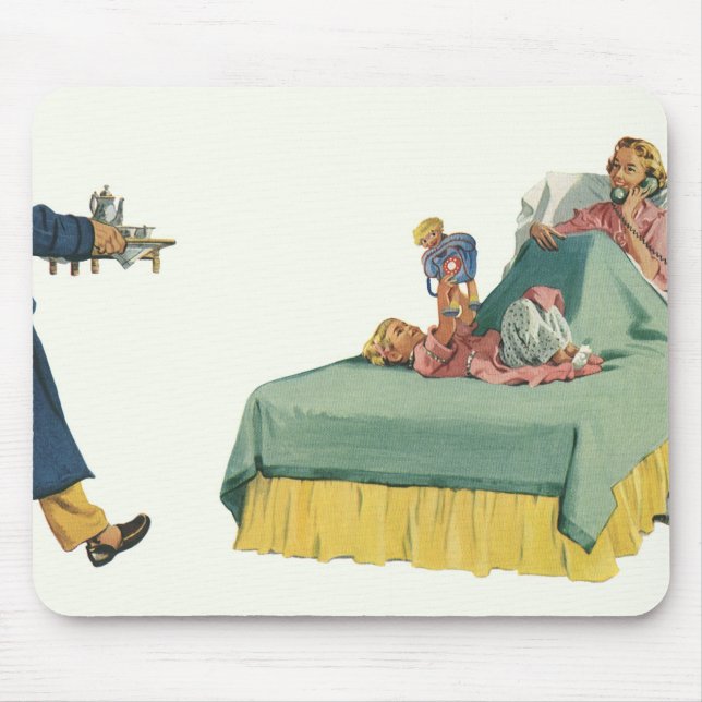 Alfombrilla De Ratón Antiguo Servicio Familiar Sirviendo Desayuno en la (Frente)