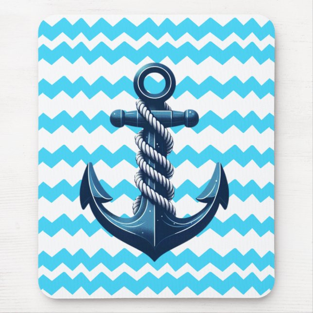 Alfombrilla De Ratón Anuncio azul con olas azules (Frente)