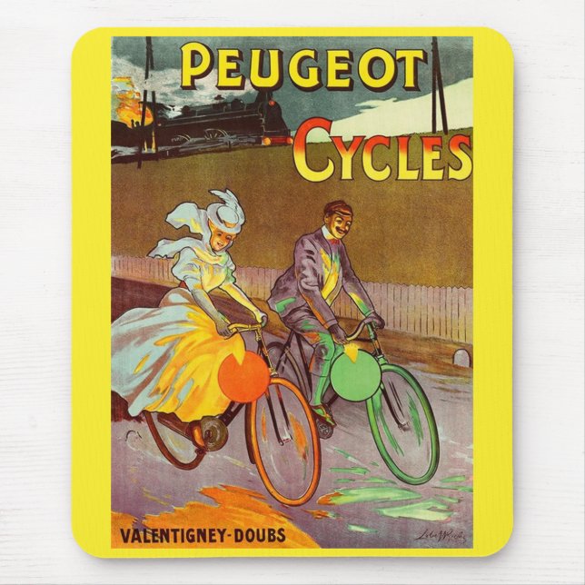 Alfombrilla De Ratón anuncio de bicicletas Peugeot de 1900 (Frente)