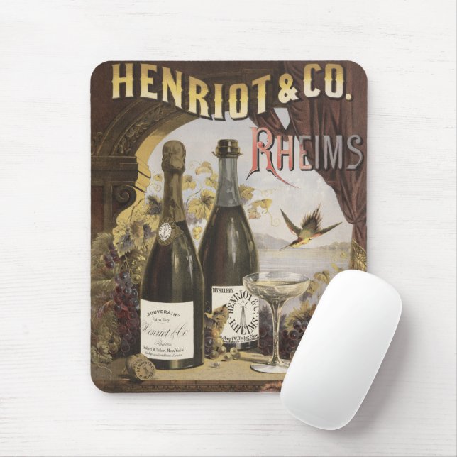 Alfombrilla De Ratón Anuncio de época para Henriot & Co. Rheims Champag (Con ratón)