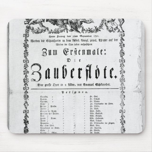 Alfombrilla De Ratón Anuncio del poster del ` el Flute mágico (Frente)