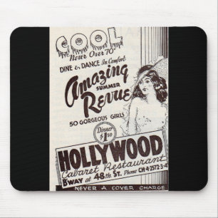 Alfombrilla De Ratón Anuncio del restaurante Hollywood Cabaret de los a