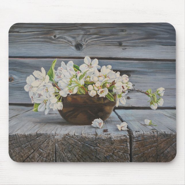 Alfombrilla De Ratón Apple Blossom Still Life – Original Fine Art Print (Frente)