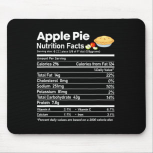 Alfombrilla De Ratón Apple Pie Nutrition Hechos Divertido Día de Acción