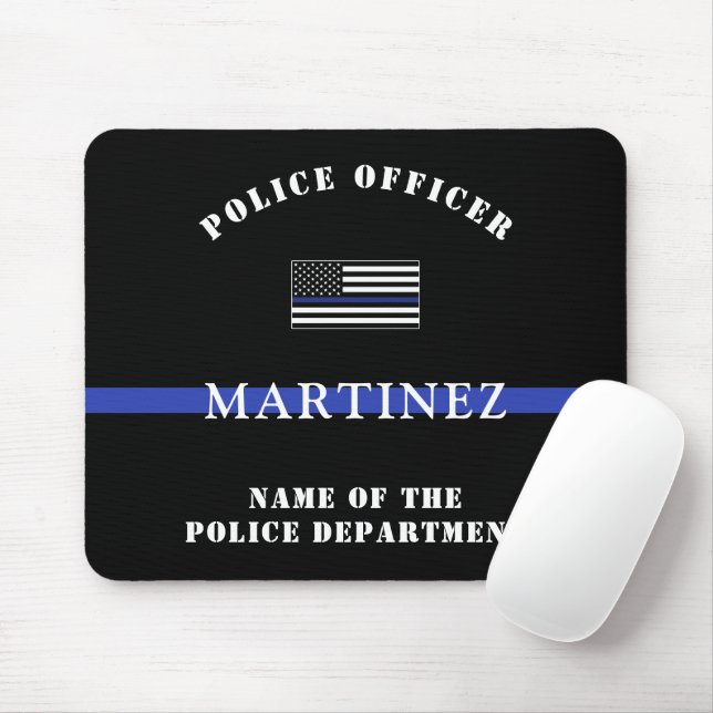 Alfombrilla De Ratón Apreciación del personalizado Thin Blue Line Polic (Con ratón)