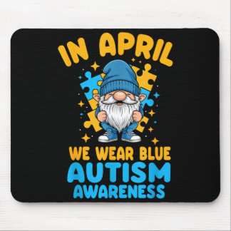 Alfombrilla De Ratón April wear blue autism acceptance gnome puzzle 
