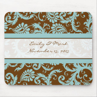 Alfombrilla De Ratón Aqua Blue on Brown Boda Mousepad Gifts