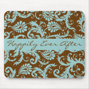 Alfombrilla De Ratón Aqua Blue on Brown Boda Mousepad Gifts