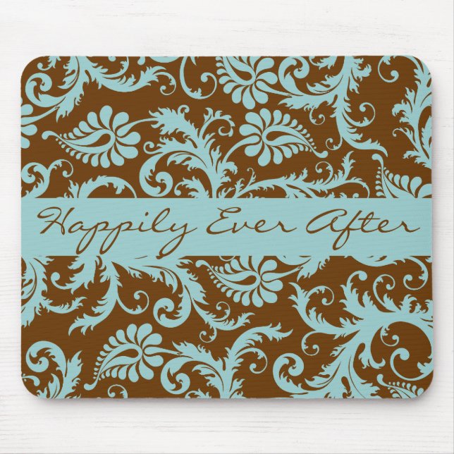 Alfombrilla De Ratón Aqua Blue on Brown Boda Mousepad Gifts (Frente)