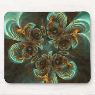 Alfombrilla De Ratón Aqua Gold Swirls Fractal Art Mousepad