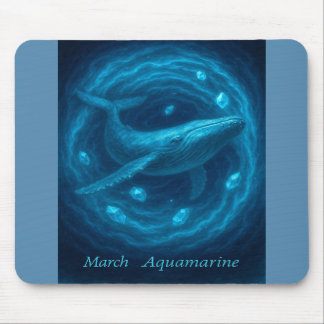 Alfombrilla De Ratón Aquamarina de marzo - Gema de ballenas y océanos