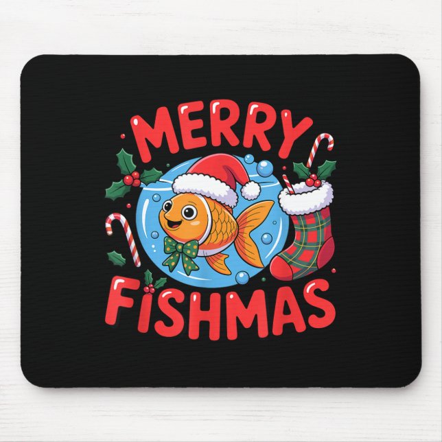 Alfombrilla De Ratón Aquarium Lover Trocal Fiank Christmas Merry Fishma (Frente)