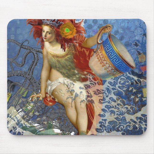 Alfombrilla De Ratón Aquarius Mermaid Arte Gótico Azul (Frente)