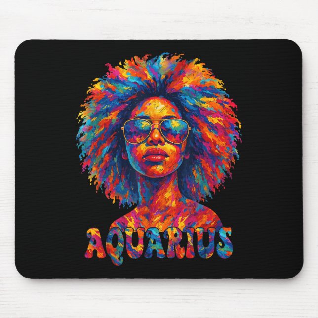 Alfombrilla De Ratón Aquarius Queen Afro Art African American Women Zod (Frente)