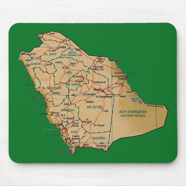 Alfombrilla De Ratón Arabia Saudita Mapa de Mousepad (Frente)