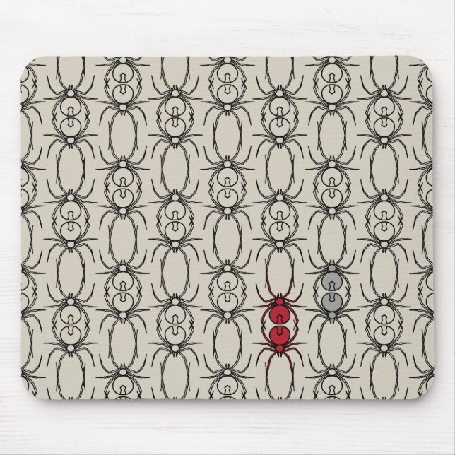 Alfombrilla De Ratón Arañas - Blanco óseo y Negro murciélago (Frente)