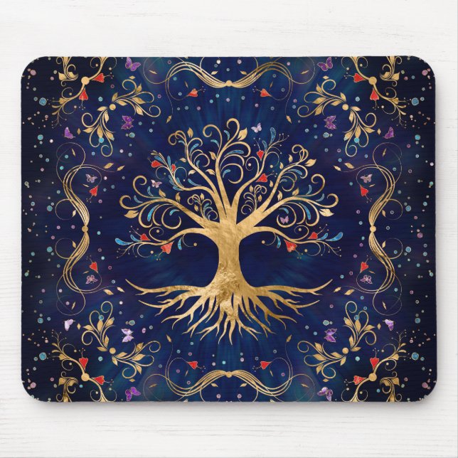 Alfombrilla De Ratón Árbol colorido de la vida - Yggdrasil (Frente)