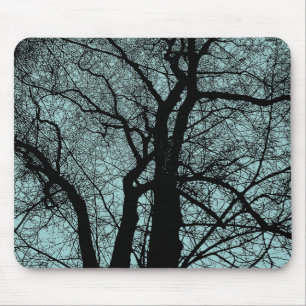 Alfombrilla De Ratón Árbol de contraste alto - Verde azul claro