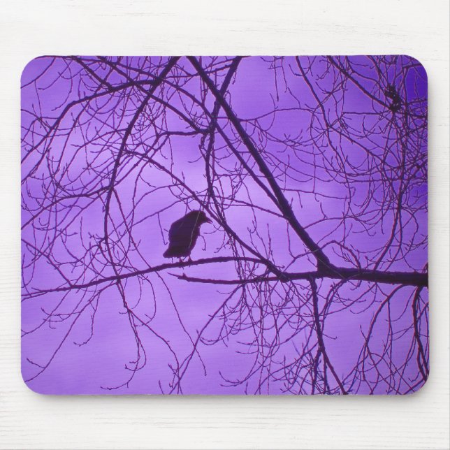 Alfombrilla De Ratón Árbol de cuerdas negras ramifica cielo morado (Frente)