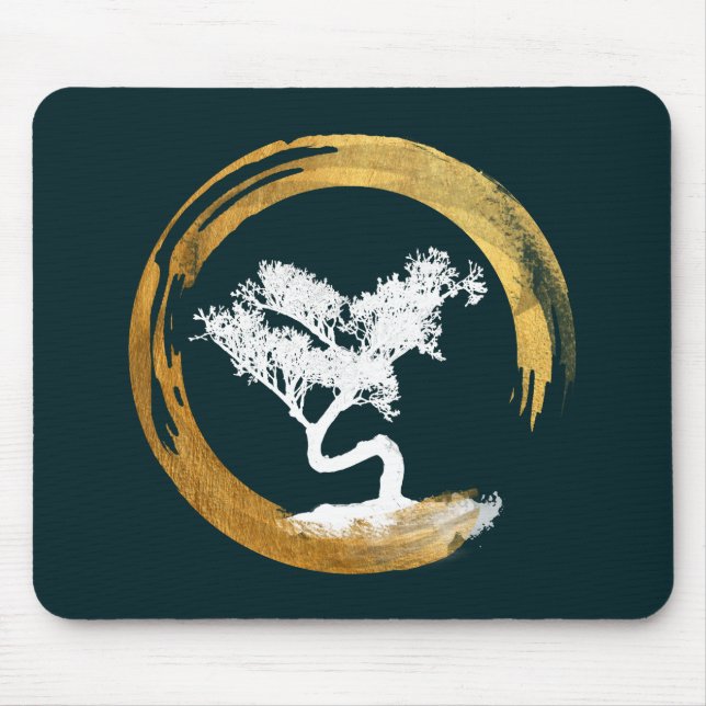 Alfombrilla De Ratón Árbol de los bonsais. Zen Enso Circl. Caligrafía (Frente)