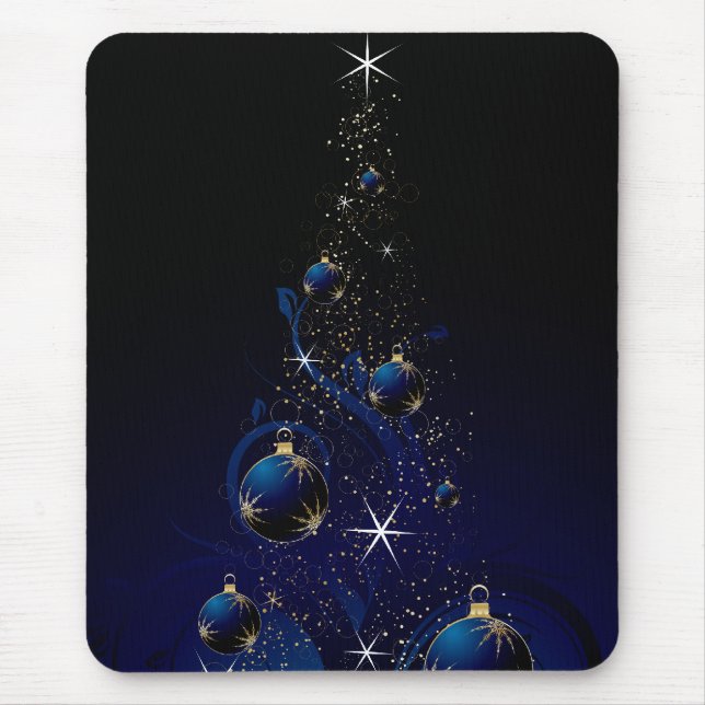 Alfombrilla De Ratón Árbol de navidad azul brillante (Frente)