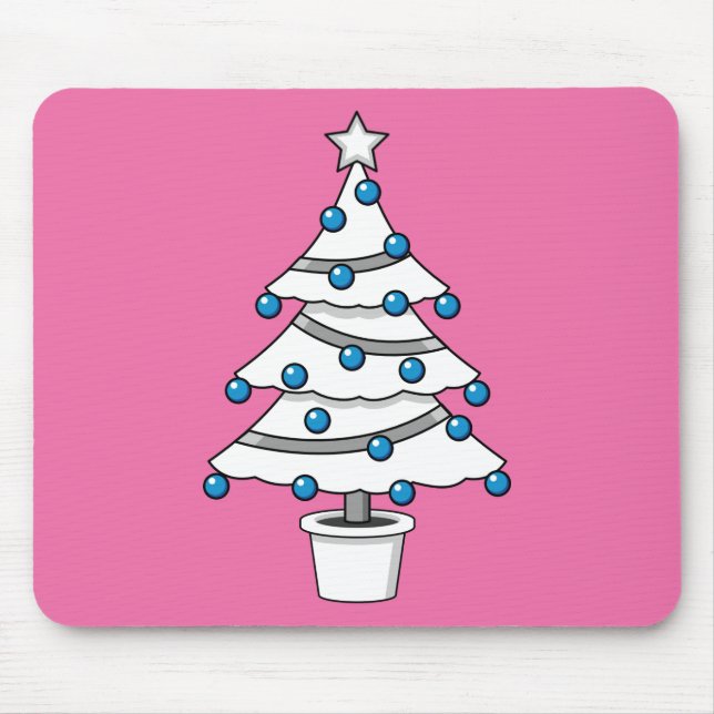 Alfombrilla De Ratón Árbol de Navidad Blanco (Frente)