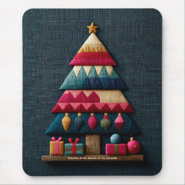 Alfombrilla De Ratón Árbol de Navidad con textura de tela acolchada aco