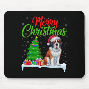 Alfombrilla De Ratón Árbol de Navidad de Perro de San Bernardo enciende